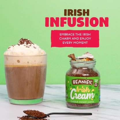 Beanies | Instant Flavoured Coffee | Irish Cream | Low Calorie, Sugar Free | 50 g | Pack of 1 - Irish-inspired indulgence