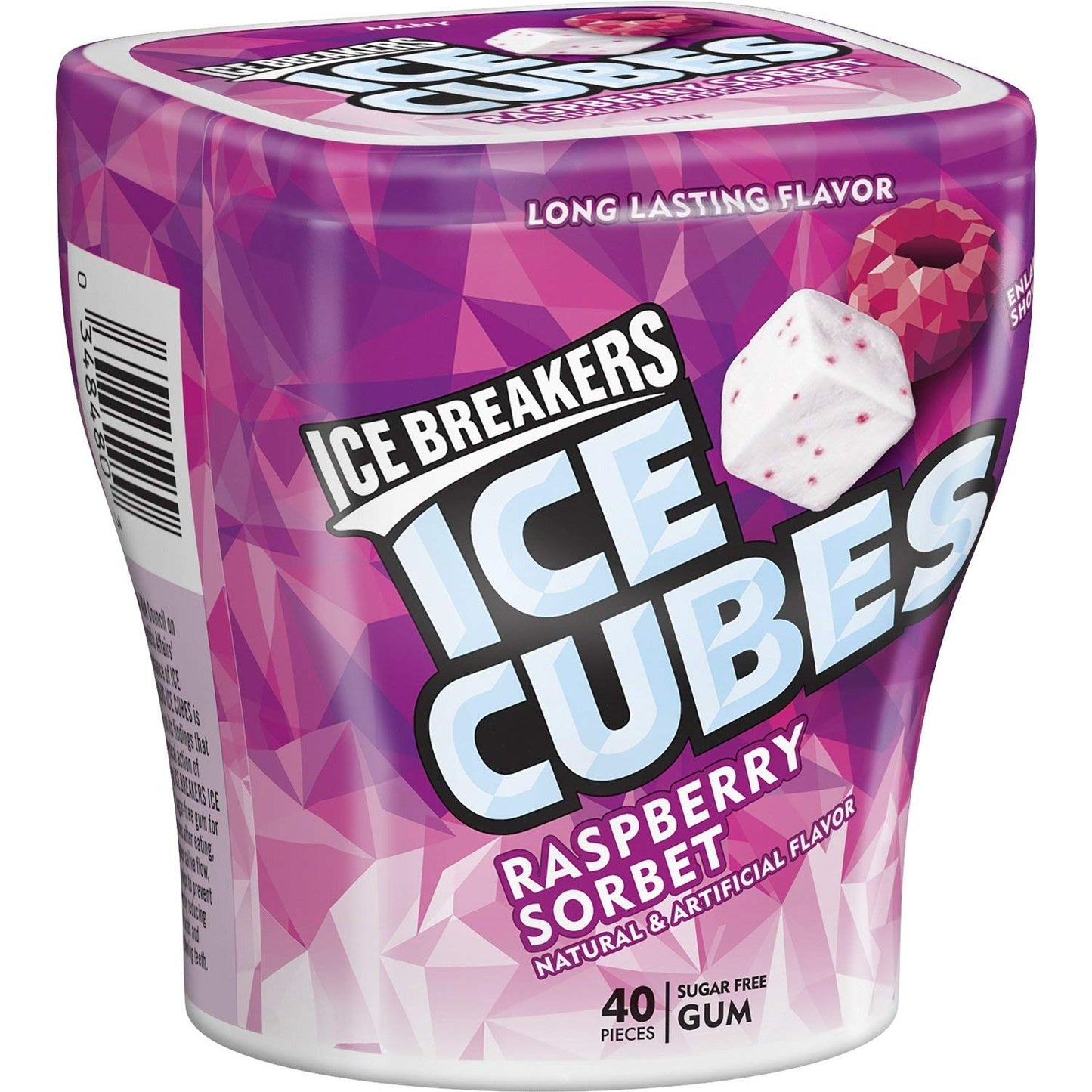 Ice Breakers Raspberry Sorbet Ice Cubes 40 Pieces Jar, 120 g - Raspberry sorbet gum cubes, 40 pieces in a 120g jar.