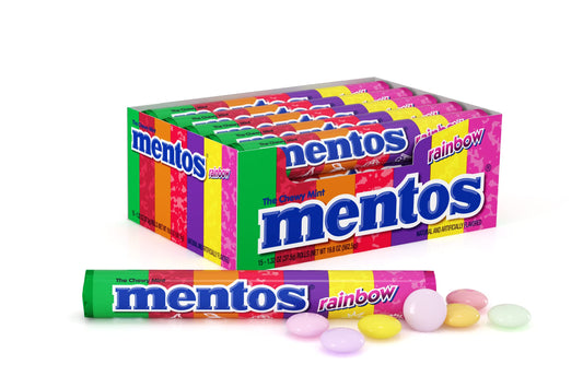 Mentos Chewy Mint Candy Roll, Rainbow, 1.32 ounce/14 Pieces (Pack of 15) - "Rainbow Mint Candy Rolls!"