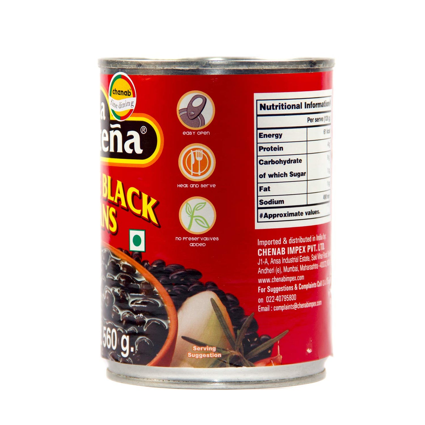 La Costena Whole Black Beans Haricots Noirs Entiers (560 ml) - Pack of 2 - "Rich Black Beans!"