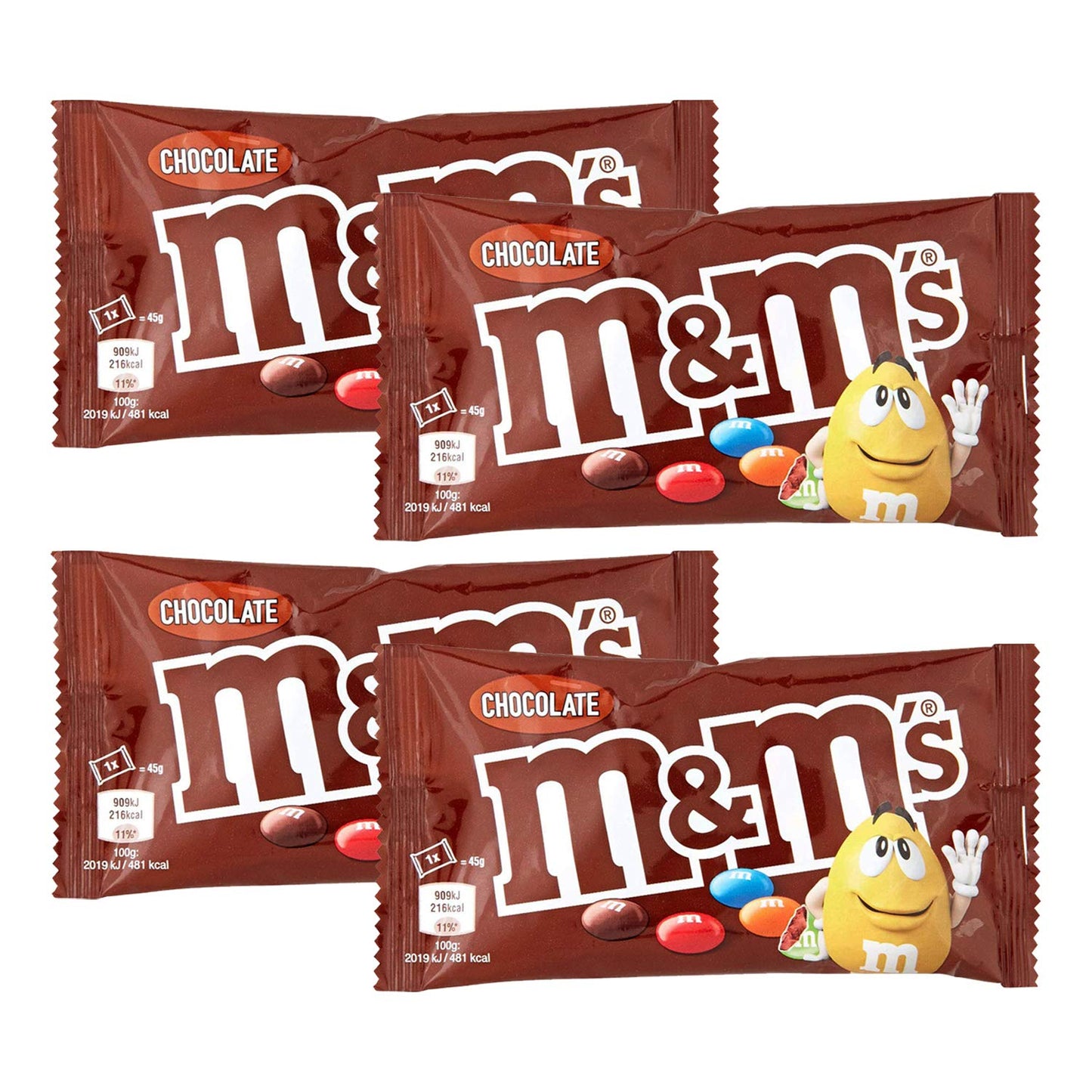 M & M MARS Chocolate- 4 Pack Pouch, 4 X 45 Gram - "M&M Chocolate 4 Pack!"