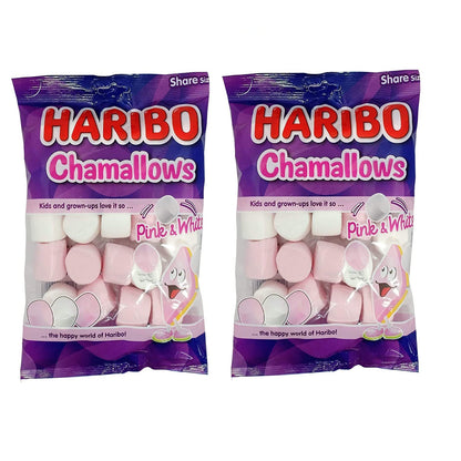 Haribo Chamallows Pink & White Marshmallow, 21 Candy Share Size, 2 x 140 g Pack of 2 - Two packs of delightful pink and white marshmallows.