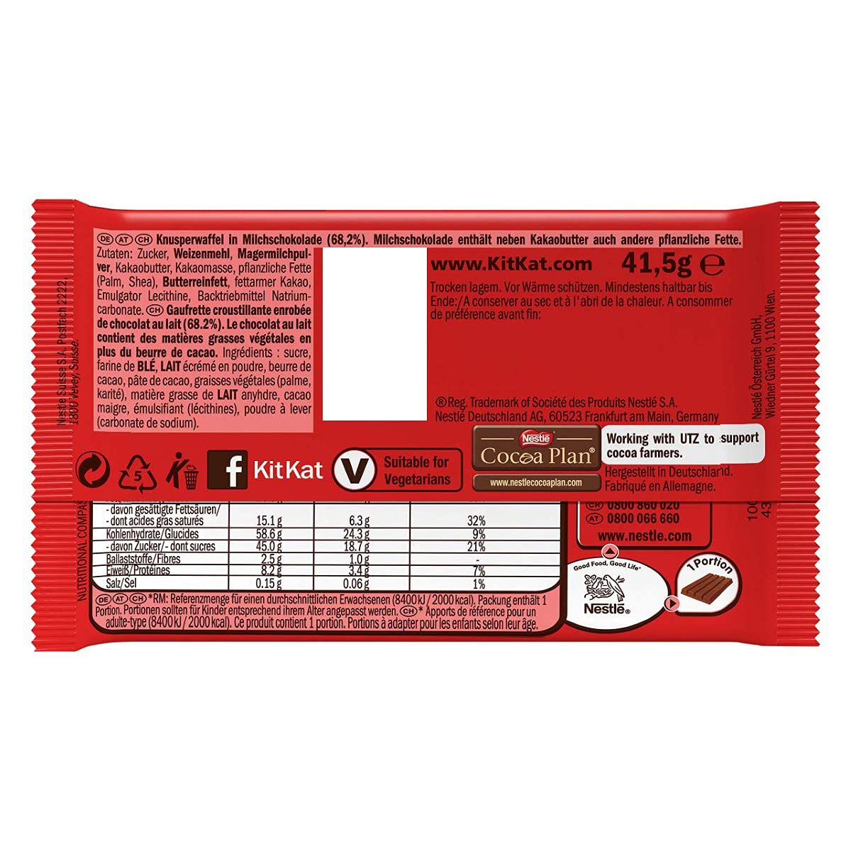 Nestle KitKat 4 Finger Chocolate, 4 X 41 g - "KitKat 4 Finger - 4x41g of Crunchy Chocolate Pleasure!"