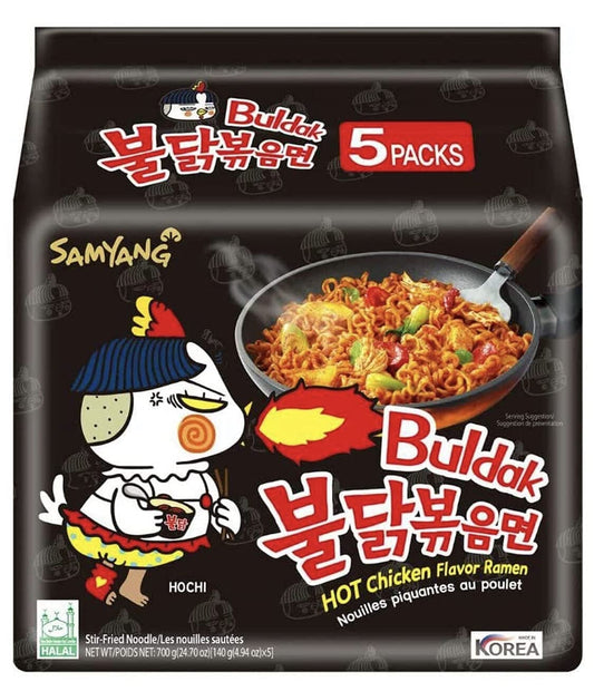 Samyang Hot Chicken Ramen Noodles, 5 X 140 grams