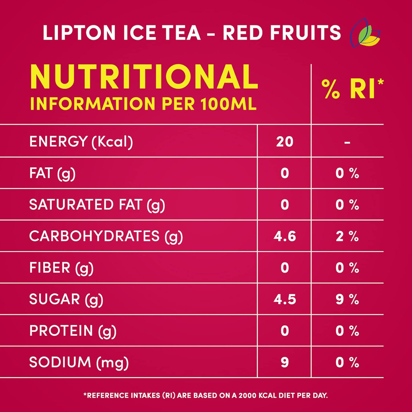 Lipton Red Fruits Ice Tea Drink, 320 ml, 6 Pack, Red & Yellow (816) - "Red Fruits Refresh!"