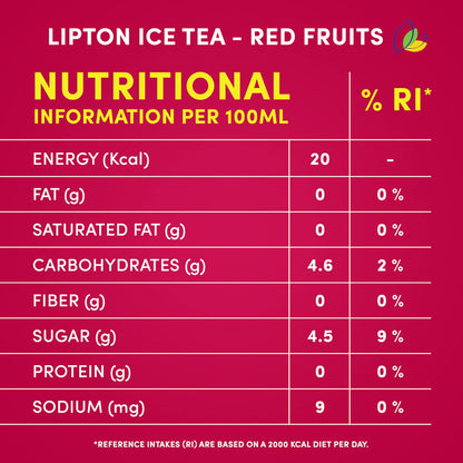 Lipton Red Fruits Ice Tea Drink, 320 ml, 6 Pack, Red & Yellow (816) - "Red Fruits Refresh!"