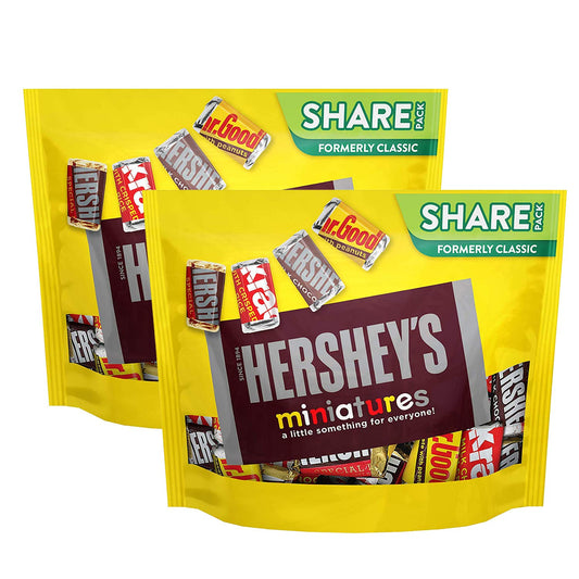 Hershey's Miniature, 2 X 294 g - Double the delight with two packs of Hershey's mini treats, 294g each.