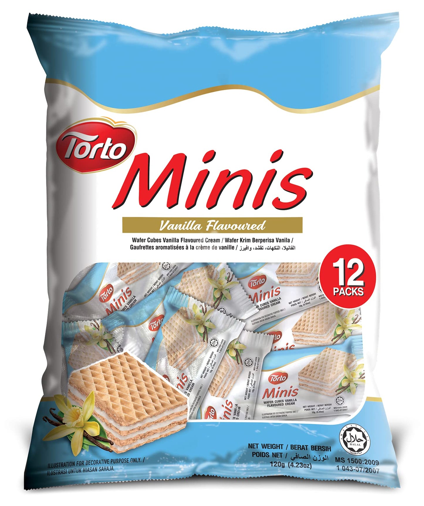 Torto Minis Wafer Cubes Vanilla Flavoured.120gm (Pack of 2).