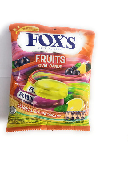 Fox's Crystal Clear Fruits Lemon & Blackcurrant Flavor Candy 125gm - Lemon and blackcurrant candy!