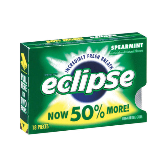 Eclipse Spearmint Sugarfree Gum, Single Pack (18 Pieces) - Spearmint sparkle!