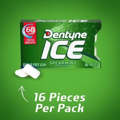 Dentyne Ice Spearmint 16-Count (Pack of 9) - Spearmint sensation!