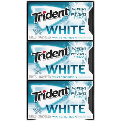 Trident White Sugar Free Gum, 16 Count (Pack of 9) (Wintergreen)