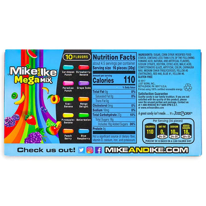 Mike & Ike Mega Mix 10 Flavors Chewy Flavored Candy 5 Oz Theater Box, Assorted Fruit - "Mega Mix Mania!"