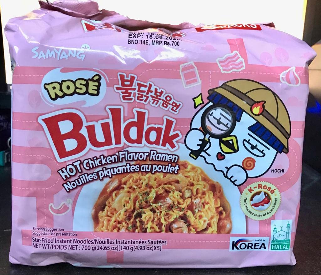 SAMYANG Rose Buldak Hot Chicken Flavor Ramen Nouilles Piquantes Au Poulet Pack of 5, 760g - Rosy Twist on Spicy Chicken