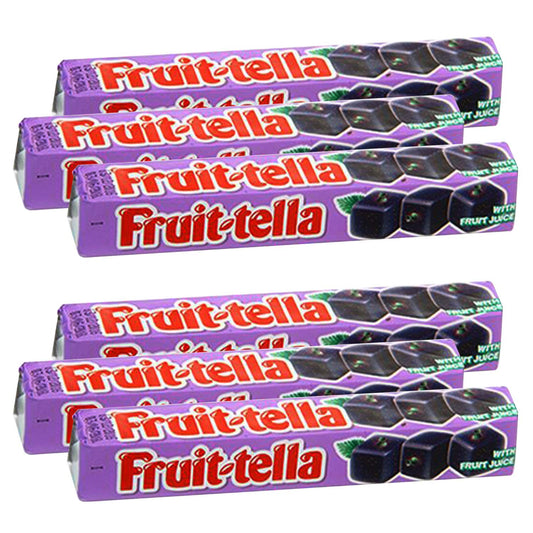 Fruit-Tella Blackcurrant, 6 x 36 g - Blackcurrant-flavored chewy candy! Enjoy the rich and tangy taste of blackcurrant in every chewy bite!