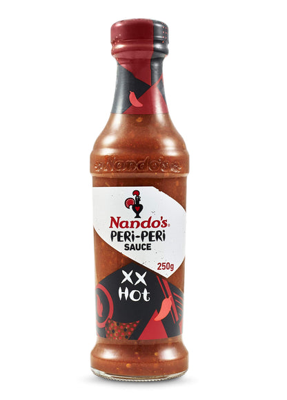 Nando's Peri Peri Chilli Sauce - XX Hot 250g + Hot 250g, Pack of 1 each, Product of Netherlands - "XX Hot & Hot Peri Peri Combo!"