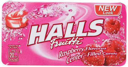 HALLS Raspberry Flavoured Center, Filled Candy, 22.4 g - Indulge in the sweet and tangy raspberry flavor.