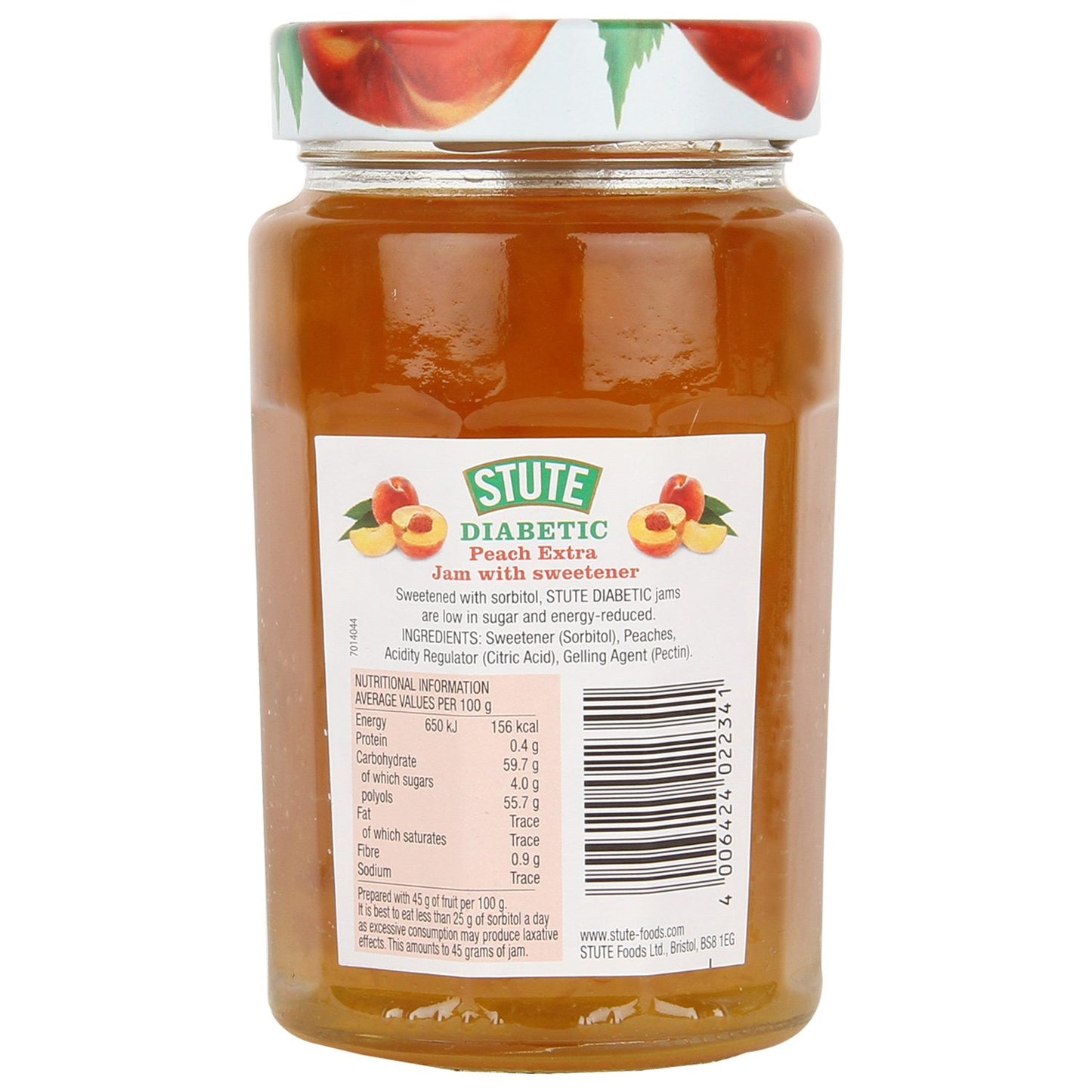 Stute Peach Extra Jam • No Sugar Added, 15.17 oz / 430 g