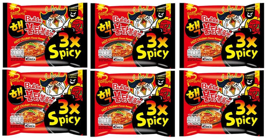 Sam Yang 3X Spicy Buldak Hot Chicken Flavour Instant Korean Noodles - 140 Grams*6Pack (Pack Of 6) (Imported)