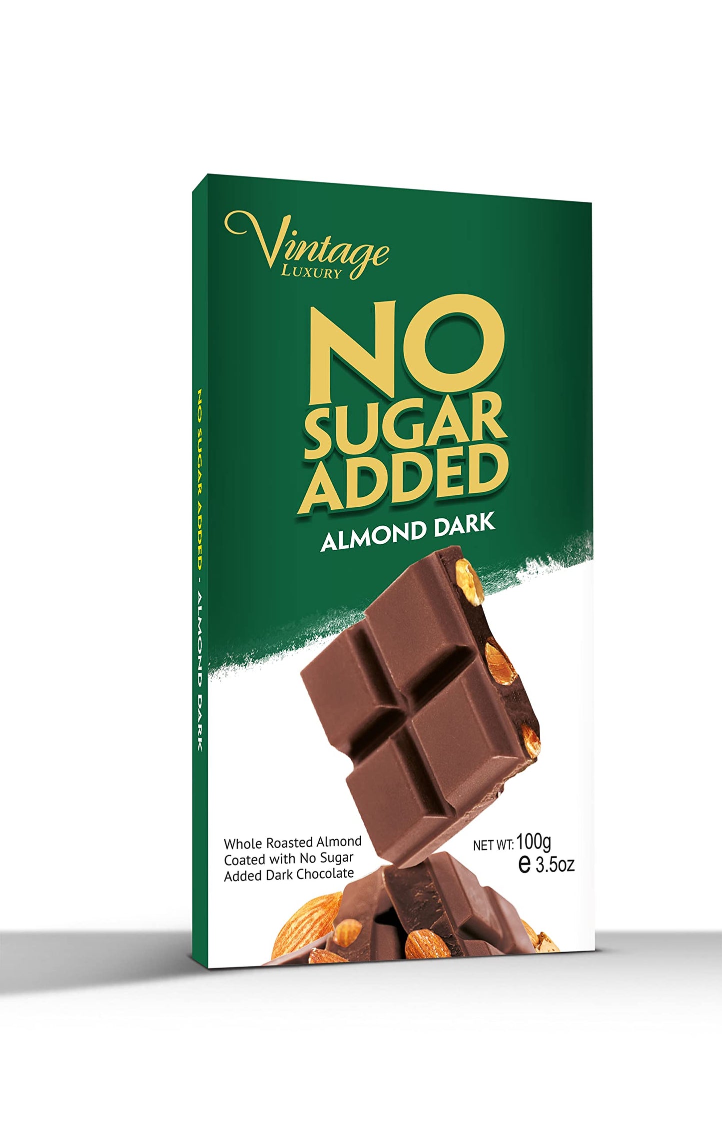 Vintage Luxury No Sugar Added Delicious Chocolate Bar 100gm (Almond Dark)