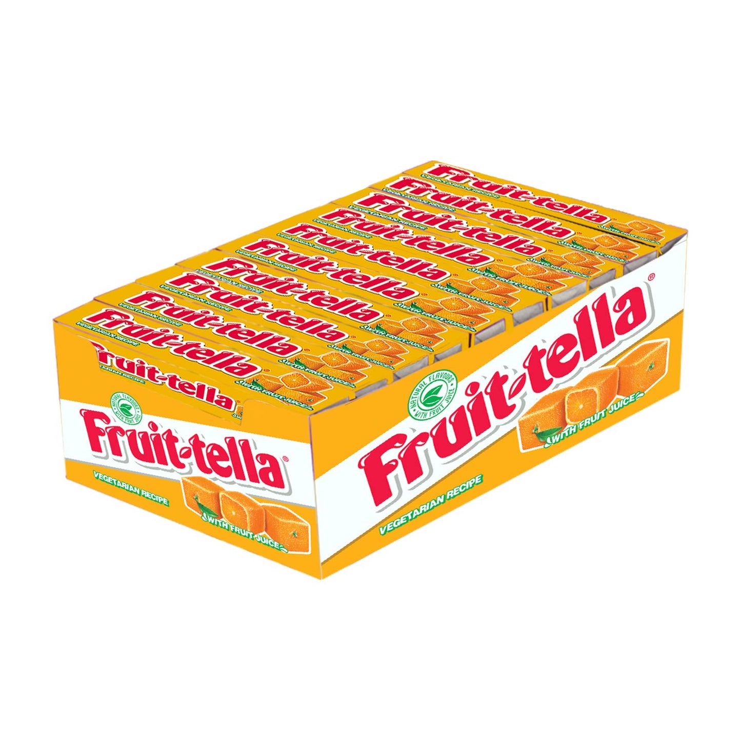 Fruitella, Orange Flavour, Chewy Toffee Stick Pack, 900 Gm- Pack of 20 - Orange-flavored chewy toffee sticks! Enjoy the tangy and sweet orange flavor in every bite with this bulk pack!