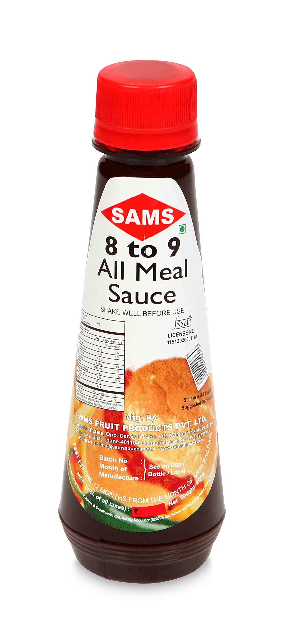 Sams 8to9 All meals Sauce Sweet Sour Sauce 200 grams Pack of 1 for Delicious Cooking recipes Used in Home Kitchen Pantry Canteen Hotel Chef