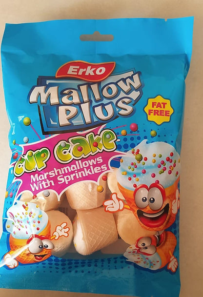 Erko Cupcake Fat-Free Marshmallow With Sprinkles, 100g (Halal) - Marshmallow sprinkle fun!