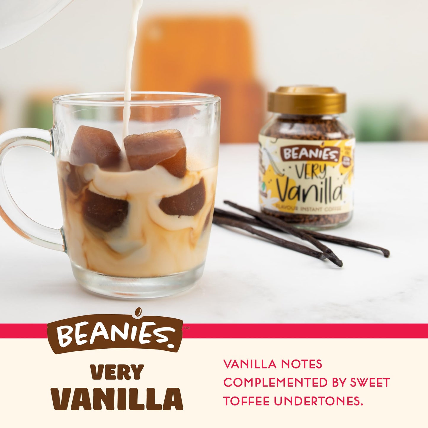 Beanies | Instant Flavoured Coffee | Very Vanilla | Low Calorie, Sugar Free | 50 g | Pack of 1 - Vanilla elegance in a cup