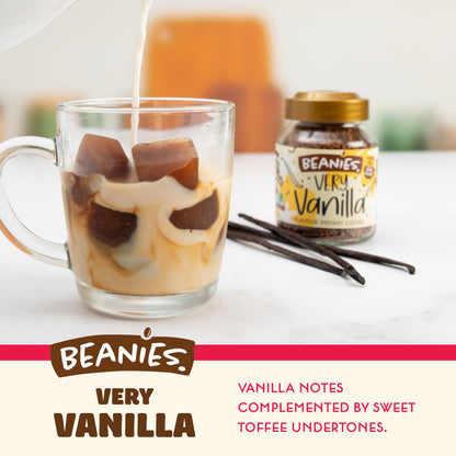 Beanies | Instant Flavoured Coffee | Very Vanilla | Low Calorie, Sugar Free | 50 g | Pack of 1 - Vanilla elegance in a cup