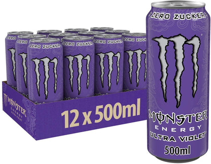 Monster Chef Need Energy Ultra Violet Zero Sugar Drink (Pack of 12Cans X 500ml Each) - "Ultra Violet Energy!"