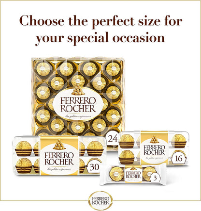 Ferrero Rocher Hazelnut Chocolates, 3 Pcs (Pack Of 2) - 0.6 Kg - Double hazelnut joy!