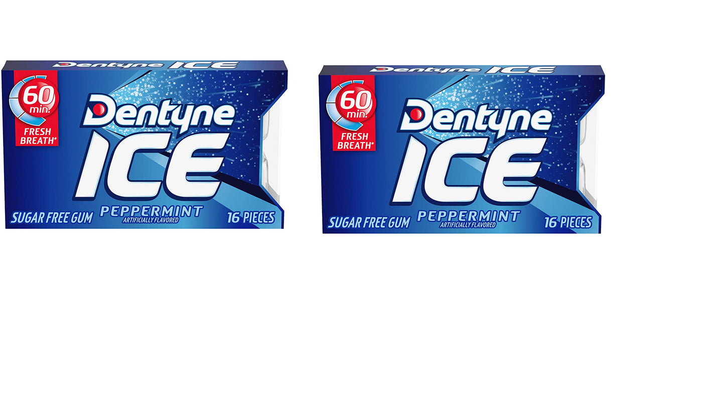 Dentyne Ice Sugarfree Peppermint 16 Pieces Gum (Pack of 2) - Sugarfree peppermint pop!