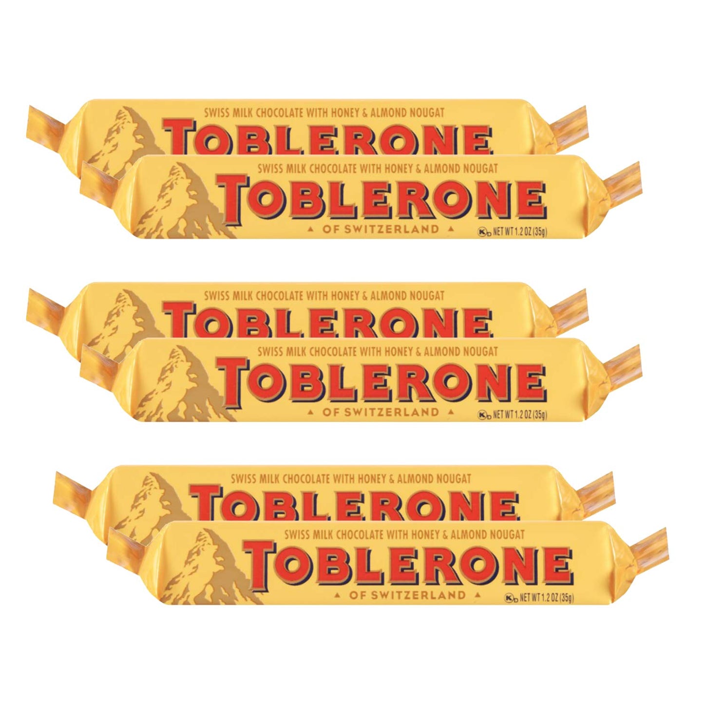 Toblerone of Switzerland Swiss Chocolates with Honey & Almond, 6 x 35 g