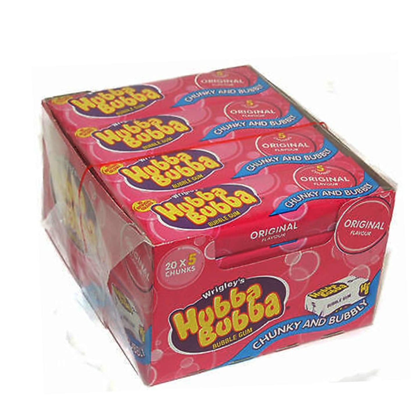 Wrigley's Hubba Bubba Bubble Gum 5 Chunks Original Flavour Box - 20 Packs, 700g Total - Bubble Fun Galore!