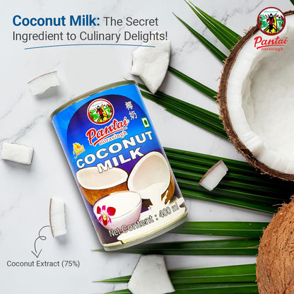 Pantai Coconut Milk | Thai Cuisine | Thick, Creamy & Lactose Free | Contains Coconut extracts & Water | Use as Ingredient or Condiment with Meat, Vegetables & Curries | Vegan Ingredients | (400ml) - "Creamy coconut delight!"