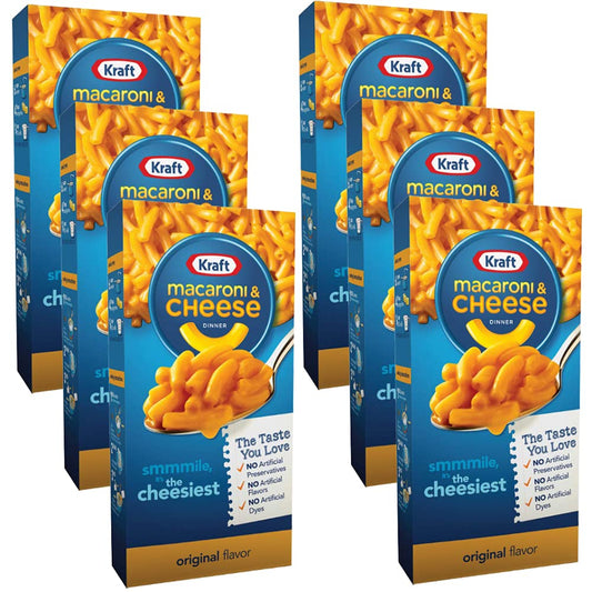 Kraft Macaroni & Cheese Dinner, Original Flavor, 6 x 206 g - "Cheesy Feast!"