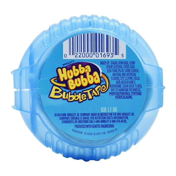 Wrigley's Hubba Bubba Bubble Tape Sour Blue Raspberry Bubble Gum - 2 oz / 56.7g, 2 Pack - Double the Sour Fun!