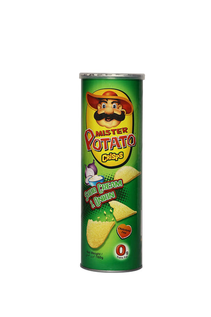 Mister Potato Crisps Potato Chips, Cheese, Original, Sour Cream & Onion, Barbecue - Combo of 4 (160g Each) - "Flavor Combo Crunch!"