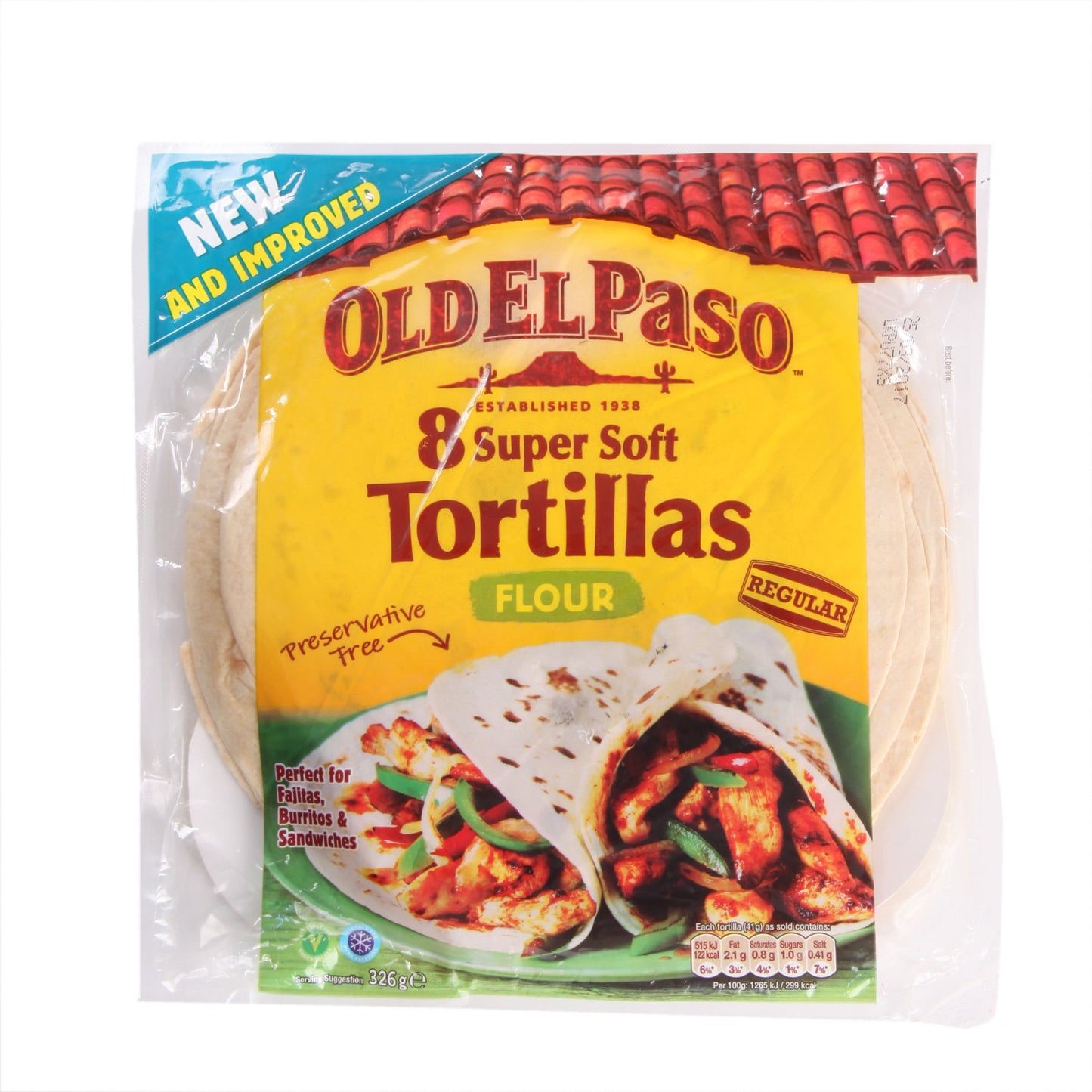 Old El Paso Tortillas - 8 Super Soft Flour, 326g Pack - "Soft and versatile!"