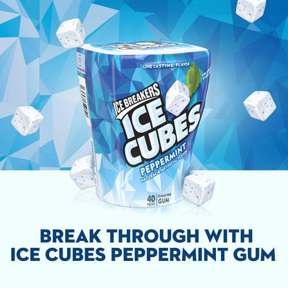 Ice Breakers Peppermint Flavour Imported (Ice Cubes Sugar Free Gum with Xylitol),120g - Peppermint flavor gum cubes, sugar-free with xylitol, 120g.