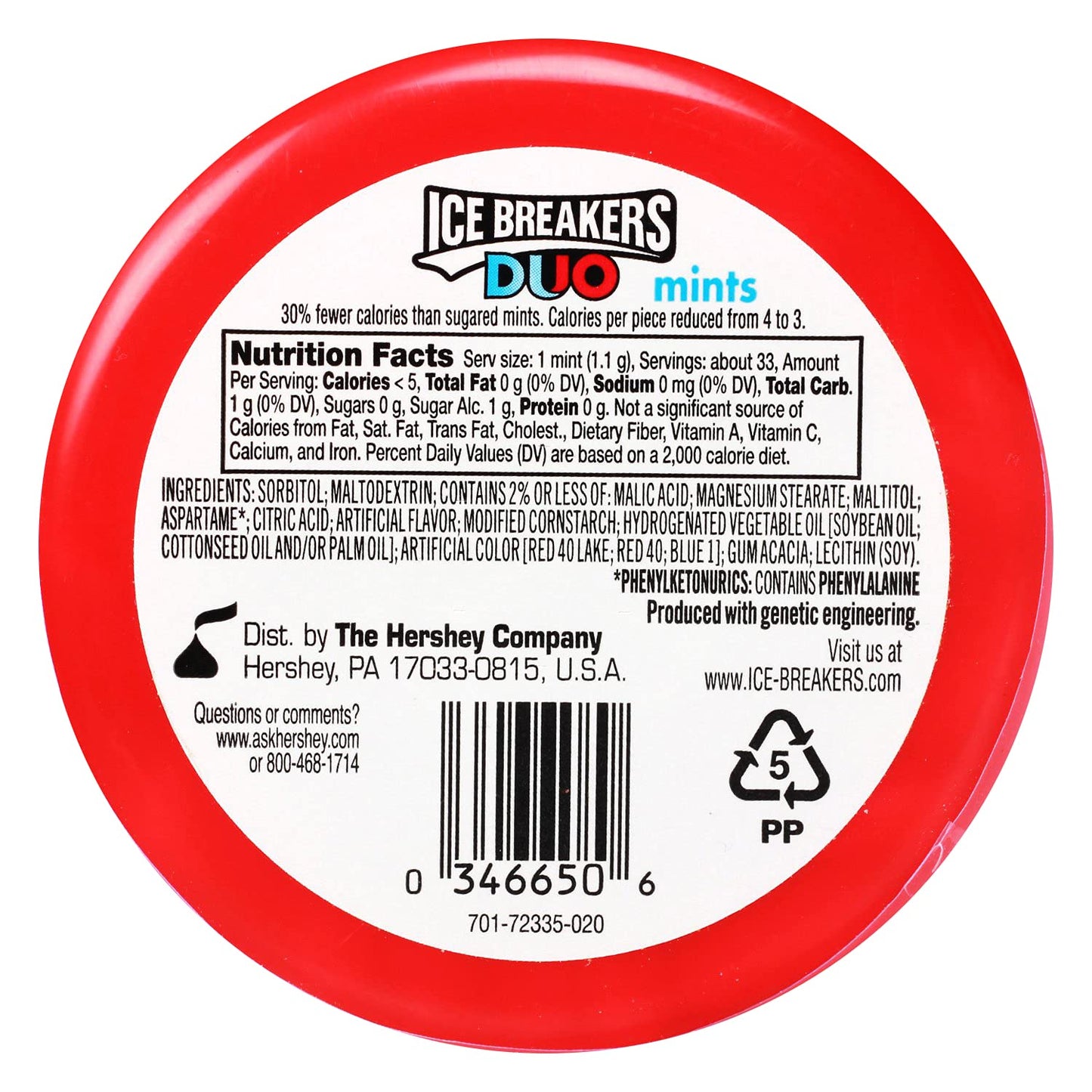 Ice Breakers Duo Fruit and Cool Strawberry Mints Pack of 2, x 36 g - Double pack of strawberry mints, fruity and cool, 36g each.