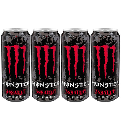 Monster Energy Assault Energy Drink Pack of 4 Pet Bottle, 4 x 500 ml - "Assault Energy Four-Pack!"