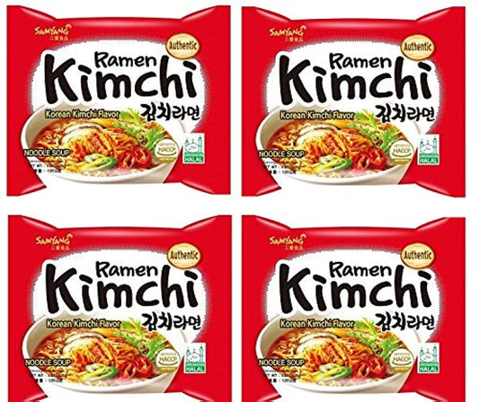 Samyang Kimchi Hot Chicken Flavour Ramen Instant Korean Noodles - 120gm*4Pack (Pack of 4) (Imported)