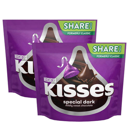 Hershey's Kisses Special Dark Chocolate, 2 X 283 g - Two packs of special dark chocolate Kisses, each 283g.