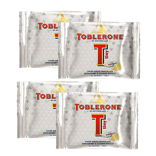 Toblerone Swiss White Chocolate with Honey & Almond Nougat Pouch, 4 X 200 g