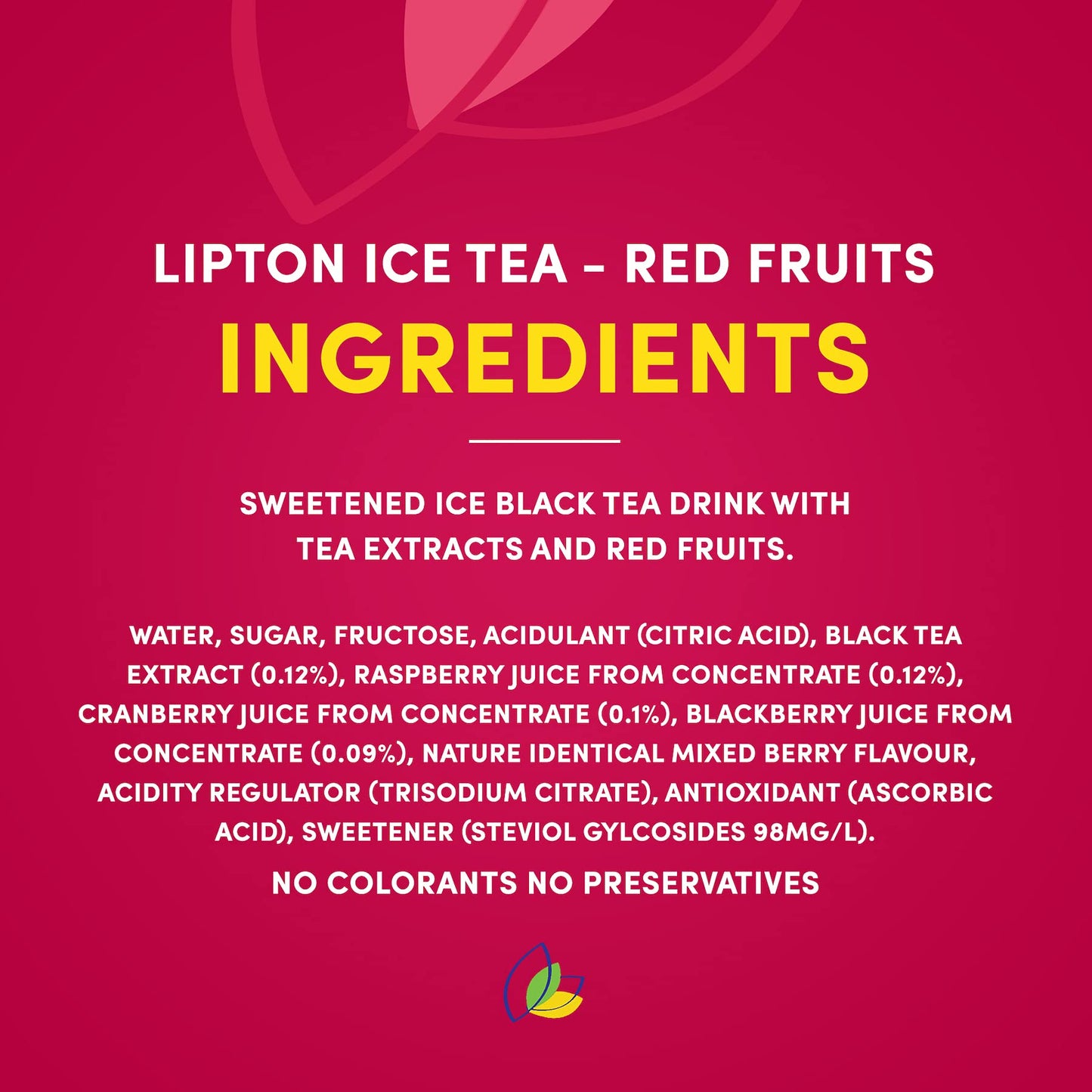 Lipton Red Fruits Ice Tea Drink, 320 ml, 6 Pack, Red & Yellow (816) - "Red Fruits Refresh!"