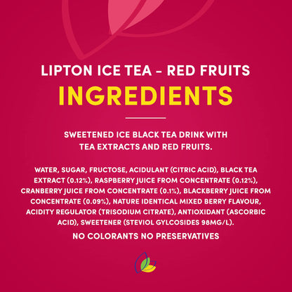 Lipton Red Fruits Ice Tea Drink, 320 ml, 6 Pack, Red & Yellow (816) - "Red Fruits Refresh!"