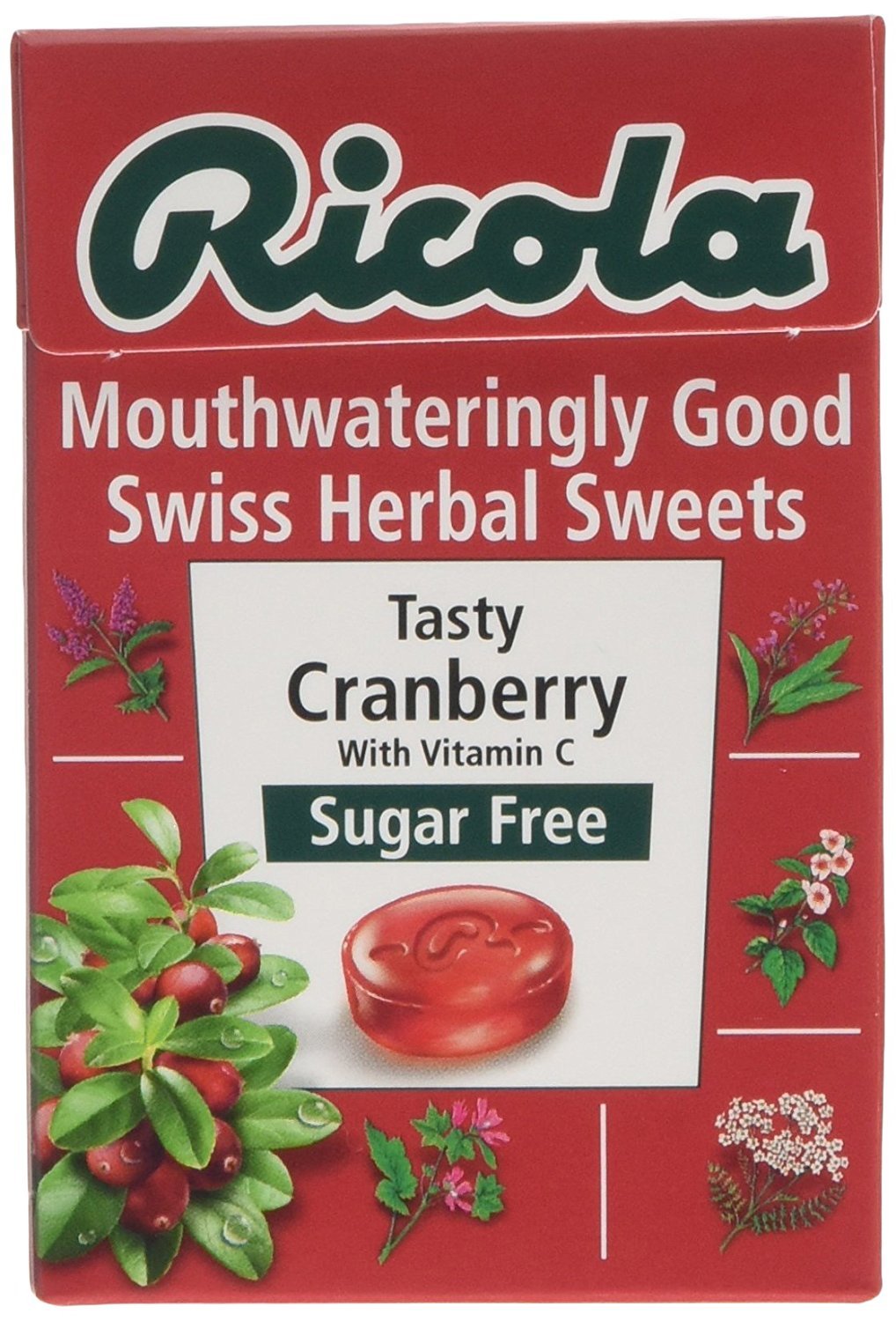 Ricola Cranberry Sugar Free Swiss Herb Drops 45 g (Pack of 10) - Cranberry Bliss!