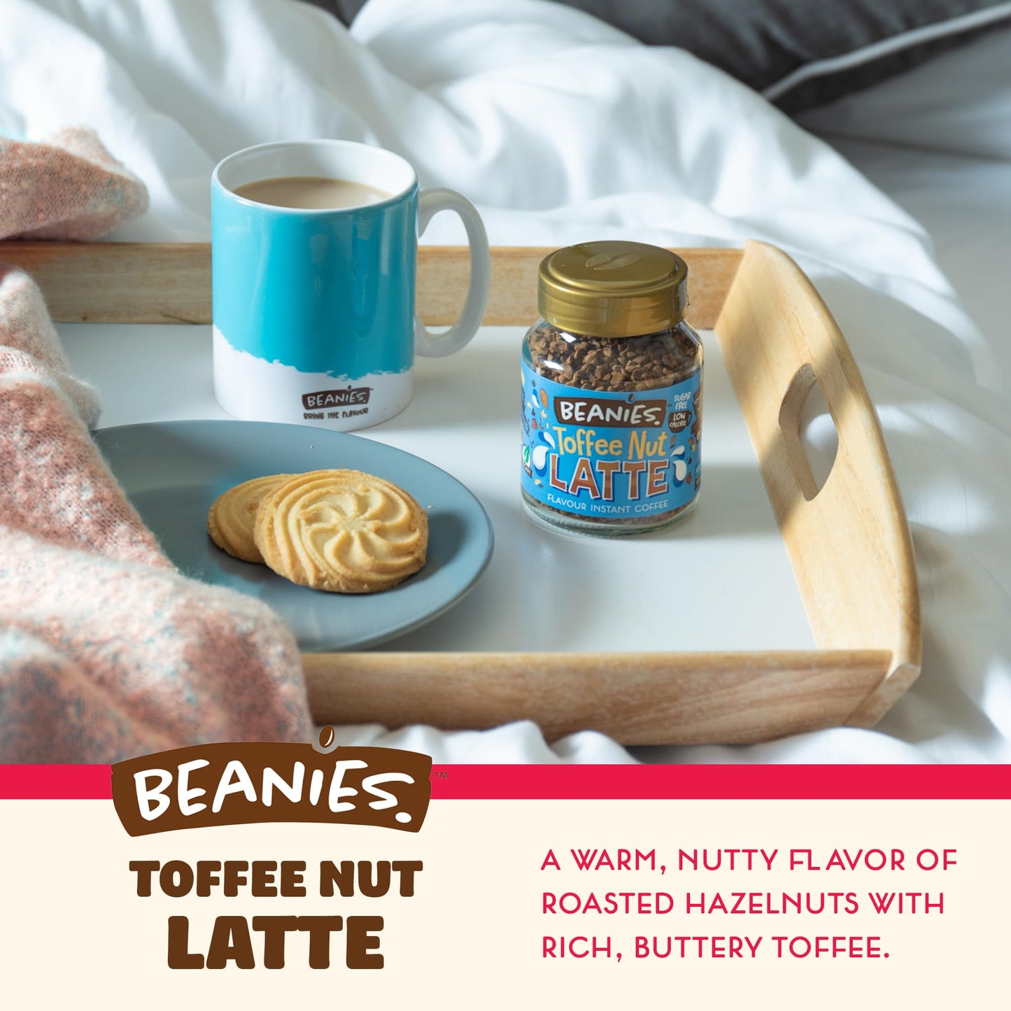 Beanies | Instant Flavoured Coffee | Toffee Nut Latte | Low Calorie, Sugar Free | 50 g | Pack of 1 - Nutty toffee delight