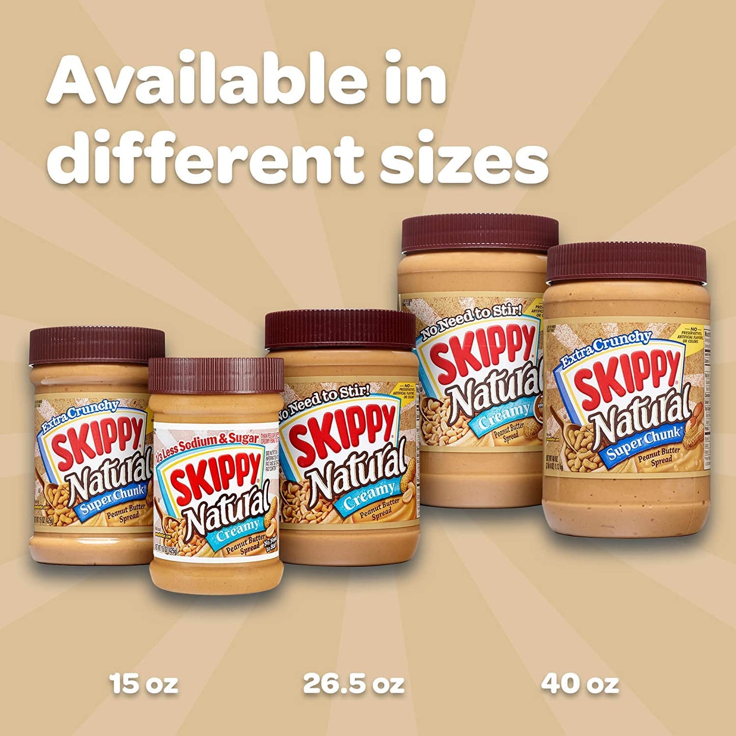 Skippy Natural Extra Crunchy Super Chunk Peanut Butter Spread, 425g